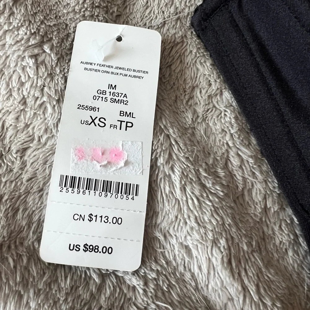 NWT Vintage Y2K Bebe Brown Feather Embellished Black Bustier - Picture 4 of 11